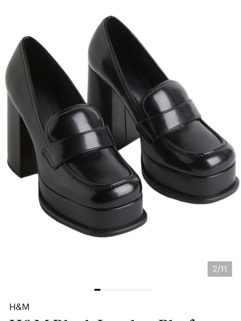 H&M Black Platform Block Heel Loafers Sz 40 9
